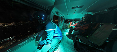 Visite virtuelle vol de nuit EC145 Choucas 73 - Mission de secours en montagne de nuit
