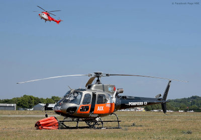 Hélicoptère HBE Ecureuil H125 et Super Puma en renfort sur feux de foret - moyen aérien feux canadair
